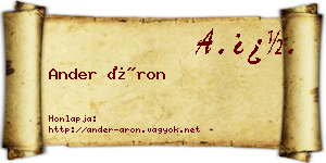 Ander Áron névjegykártya